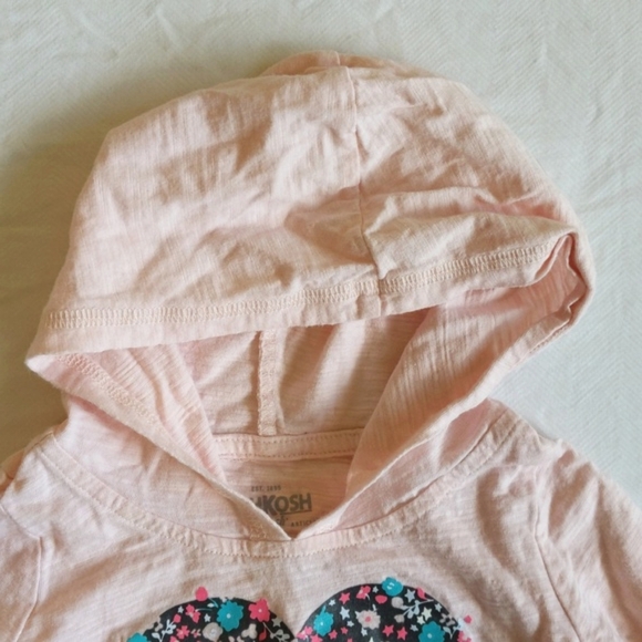 oshkosh b'gosh heart graphic long sleeve hoodie peplum top 12-18 months baby - Picture 6 of 7